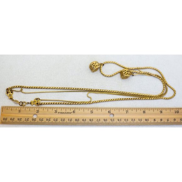 24 inch, Vintage Gold Tone Bird Cage Pendants Multi Strand Necklace - G1 - Picture 3 of 3